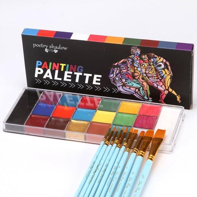 Pintura corporal con aceite para rostro de 20 colores, maquillaje de escenario, pintura facial, placa de maquillaje de Halloween