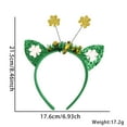 thumbnail image 3 of Shamrock Headband with Glitter Ears and Clover Decorations for St. Patrick's Day Party Holiday Event Festival Wear Accessories St. Patrick's Clover Headband A, 3 of 4