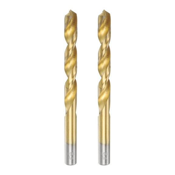 2pcs Titanium Twist Drill Bit 3/8" Drilling Dia High Speed Steel Drills for Hardened Metal, Stainless Steel, Cast Iron, Wood, Plastic