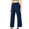 thumbnail image 4 of Lumtrix Linen Pants Women Petite Straight Leg Summer Beach Cotton Linen Wide Leg Lounge Pants High Waisted Casual Plus Size Trousers Navy M, 4 of 5