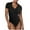Black, variant on Timegard Rompers for Women Short Sleeve Lapel V Neck Slim Fitting Ribbed Knit Bodysuit Comfy Casual