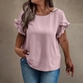 thumbnail image 2 of Liquidation d'Économies! Hauts Oversize pour Femmes en Liquidation, Hauts Blouse d'Été pour Femmes, T-shirt à Manches Courtes Décontracté Uni de Printemps pour Femmes Grande Taille, Haut/chemise à Manches Courtes à Col Rond, 2 of 5
