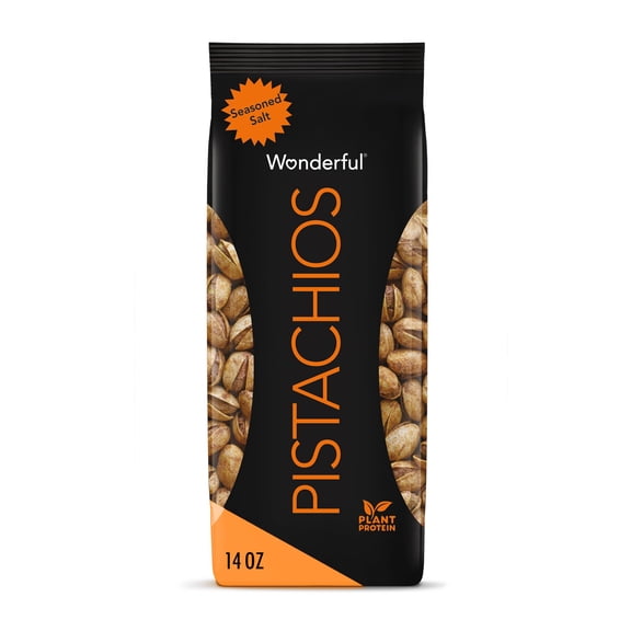 Wonderful Pistachios In-Shell, Seasoned CI30 Salt, 14 Ounce Bag, Protein Snack, Pantry Staple