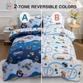thumbnail image 2 of Juego de ropa de cama A Nice Night Cartoon Car para niños, doble, azul oscuro, 2 of 8