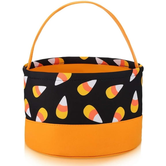 Halloween Trick or Treat Bags Halloween Candy Buckets Tote Bags Orange Black with Candy Corn Halloween Party Favor Bags for Halloween Supplies