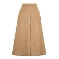 thumbnail image 4 of Women's Skirts Long Solid High Waist Corduroy Hip Wrap Breasted Slim Fit Solid Skirt Summer Clothes for Women Beige L, 4 of 4