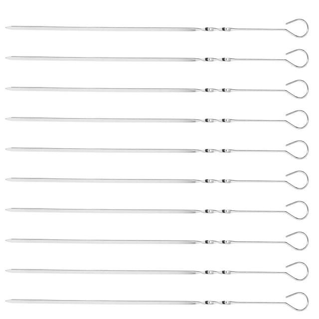 Aguja para barbacoa con letrero plano, 10 piezas de acero inoxidable para barbacoa, pinchos de aguja con letrero plano, letrero para barbacoa, aguja de acero adaptada para la perfección