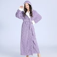 thumbnail image 2 of Plush Long Hooded Robe for Women Flannel Fleece Thick Full Length Bathrobe Winter Warm Pajamas Nightgown Housecoat, 2 of 5