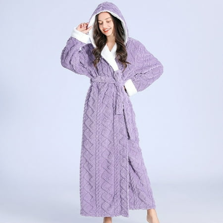 

Qepwscx Robes For Women Terry Cloth Robes For Women Women s Winter Warm Nightgown Couple Bathrobe Men And Women Autumn And Winter Nightgown Clearance