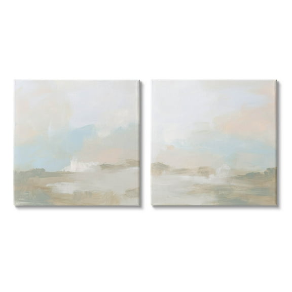 Stupell Industries Pastel Abstract Landscape Painting Gallery Wrapped Canvas Print Wall Art, Set of 2, Design by June Erica Vess