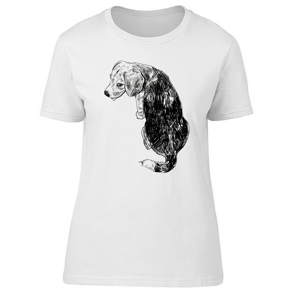 Cute Beagle Grunge Sketch T-Shirt Women -Image by Shutterstock, Female Medium