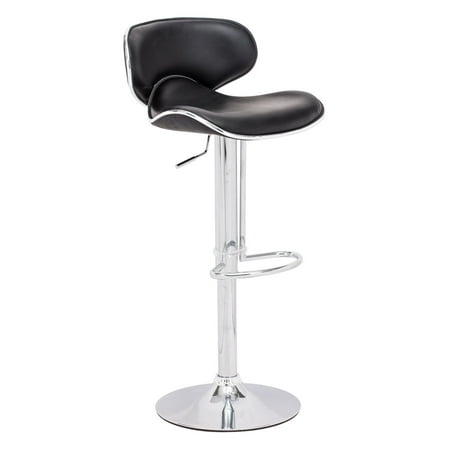 Steel Carry Bar - Modern Contemporary Bar Stool Chair, Black Leatherette Chrome Steel