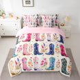 thumbnail image 2 of Manfei Adults Female Western Cowgirl Boots Bedding Comforter Set 7-Piece,Chic Floral Flowers King Bedding Sets,Exotic Style Ultra Soft Bed Sheets,Super Cozy Room Decor,Reversible, 2 of 8