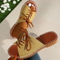 thumbnail image 6 of Xfvqtps Slide Sandals for Womens Flat Lace up Canvas Non Slip Beach Summer Sandals Yellow, 6 of 7