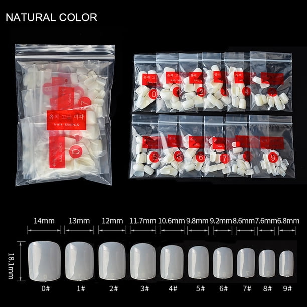 Uñas postizas acrílicas naturales, 500 piezas con puntas redondeadas y cuadradas para decoración de uñas, fácil de aplicar y personalizar, ideales para extensiones y diseño de uñas en casa o salón.