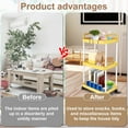 thumbnail image 3 of 3-Tier Rolling Storage Cart Small Utility Cart Organisation Cart with Lockable Wheels  Storage Rolling Trolley  Organiser Rack Cart for Kitchen Bathroom Living Room Bedroom Spaces, 3 of 7