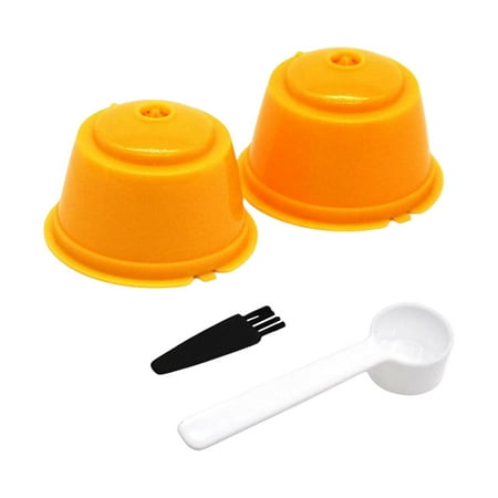 

2x Coffee Filters with Cleaning Brush Portable Easy to Clean Refillable DIY Reusable for Home Kitchen Gifts Yellow