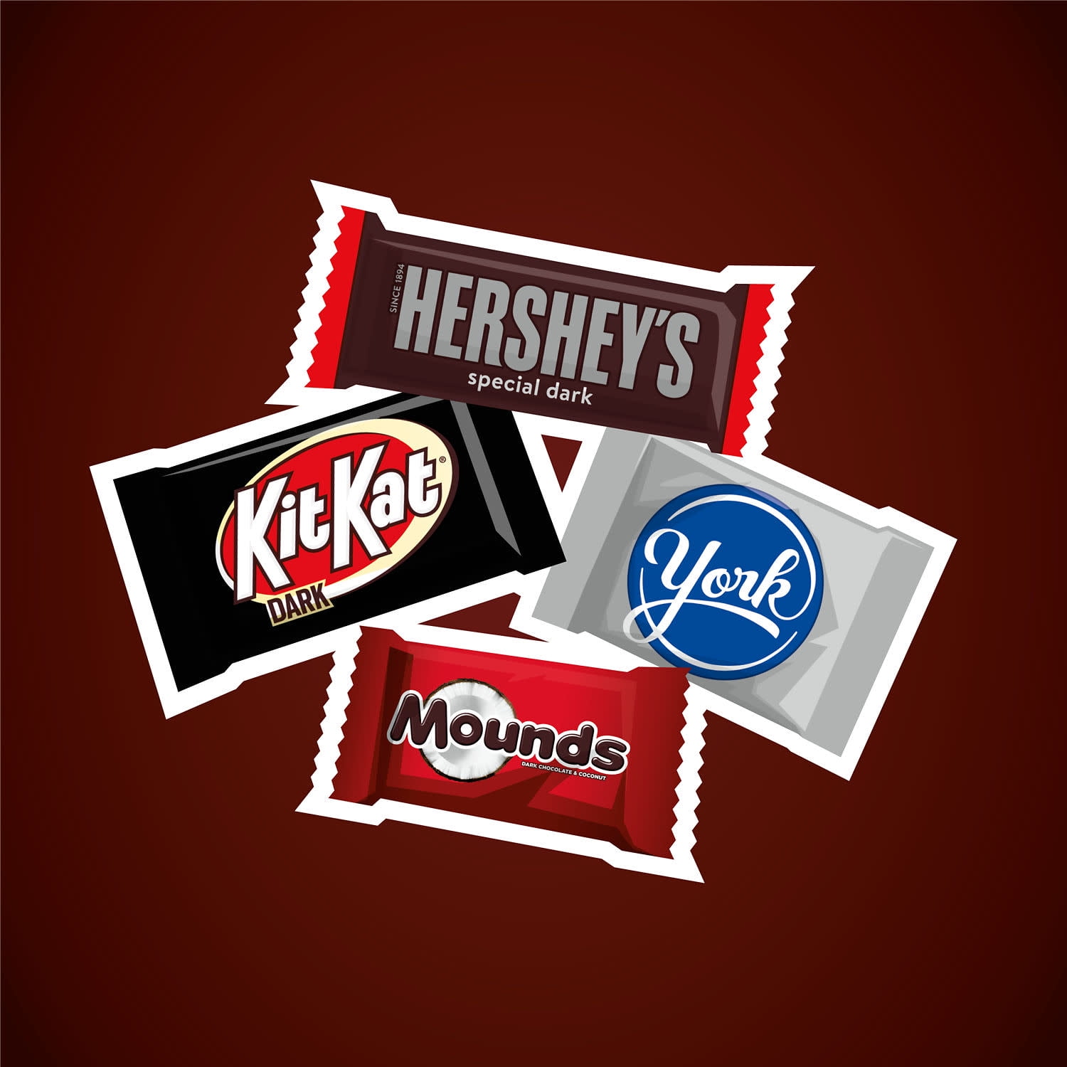 Hershey Assorted Dark Chocolate Flavored Snack Size Candy, Party Pack 32.89 oz