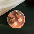 thumbnail image 4 of 1 Pair Women Earrings Camellia Shape Faux Pearl Design Show Unique Charm Alloy Mini Flower Style Elegant All-Match Drop Earrings for Dating,A, 4 of 7