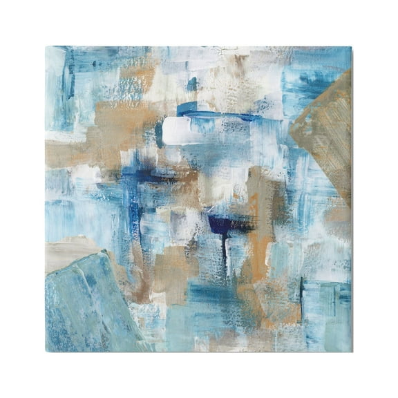 Stupell Industries Layered Blue Brown Shapes Blocked Abstract Pattern Painting Gallery Wrapped Canvas Print Wall Art, Design by Stella Chang