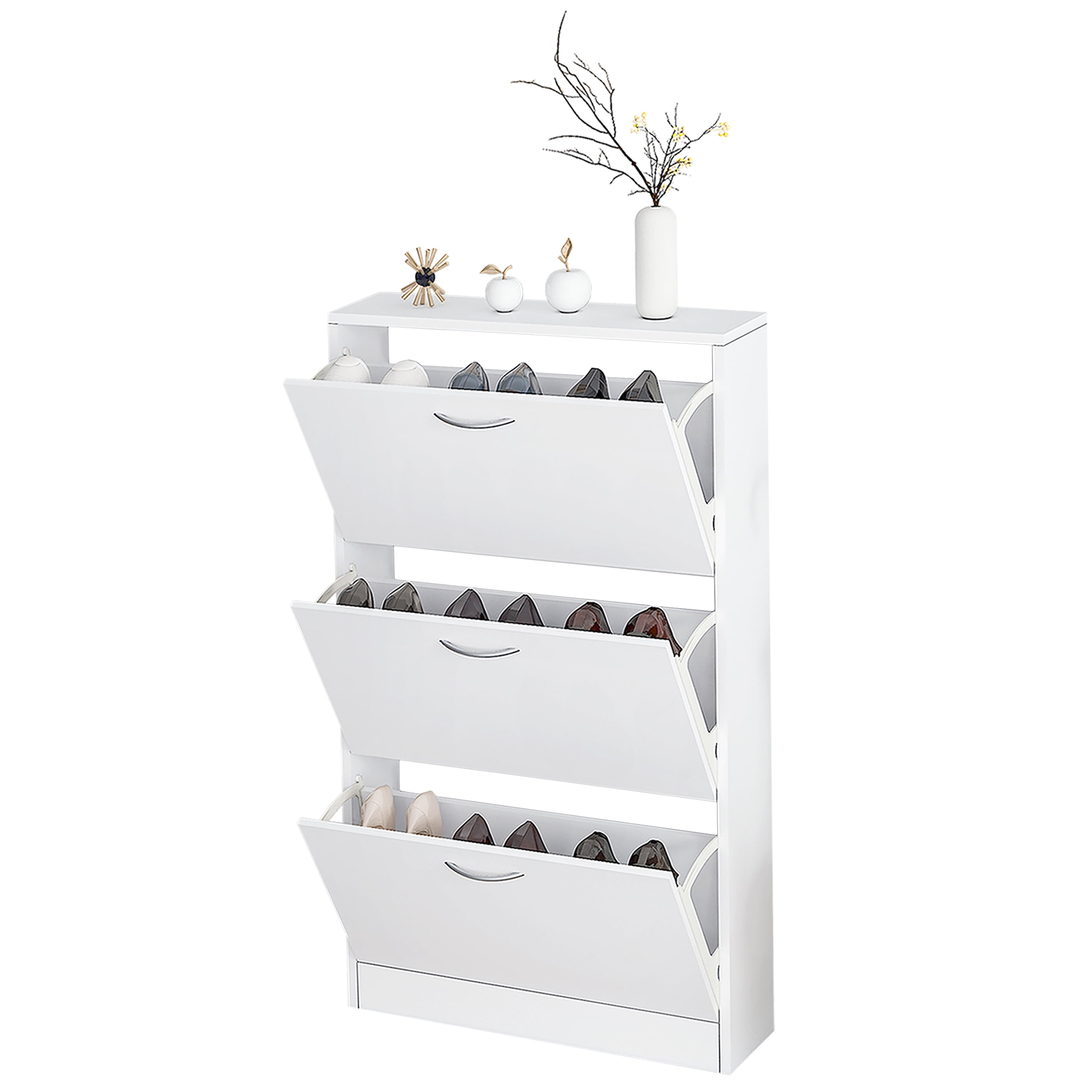  KB Designs - Revolving 16 Pair Shoe Rack Storage Organizer,  White : Home & Kitchen