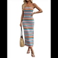 thumbnail image 2 of Vestido Maxi de Punto Sin Tirantes para Mujer, con Parte Delantera , Sin Mangas, Tubo, Espalda Descubierta, Ajustado, con Abertura, Vestido de Verano Azul XL, 2 of 10