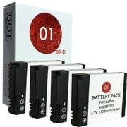 4x DOT-01 Brand 1500 mAh Replacement GoPro AHDBT-001 Batteries for GoPro HD Hero2 Outdoor Camcorder and GoPro AHDBT001