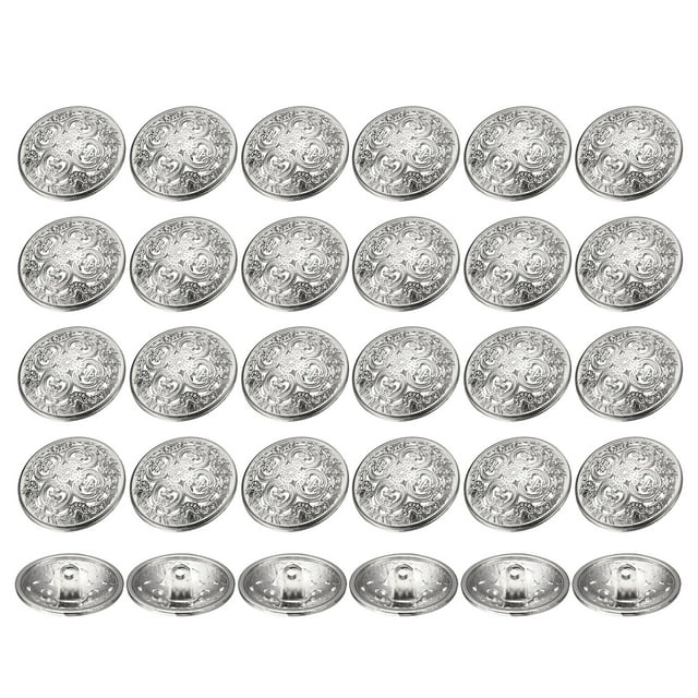 Uxcell 30 piezas 40L botones de costura metálicos redondos huecos de 25 mm 1" botón de aleación de zinc para ropa de hombres y mujeres, abrigo, uniforme, camisa, traje, tono plateado