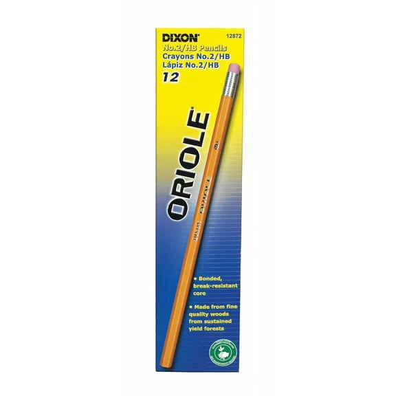 Dixon Oriole Yellow No 2 Pencil, Unsharpened Pencils, 1 Ct