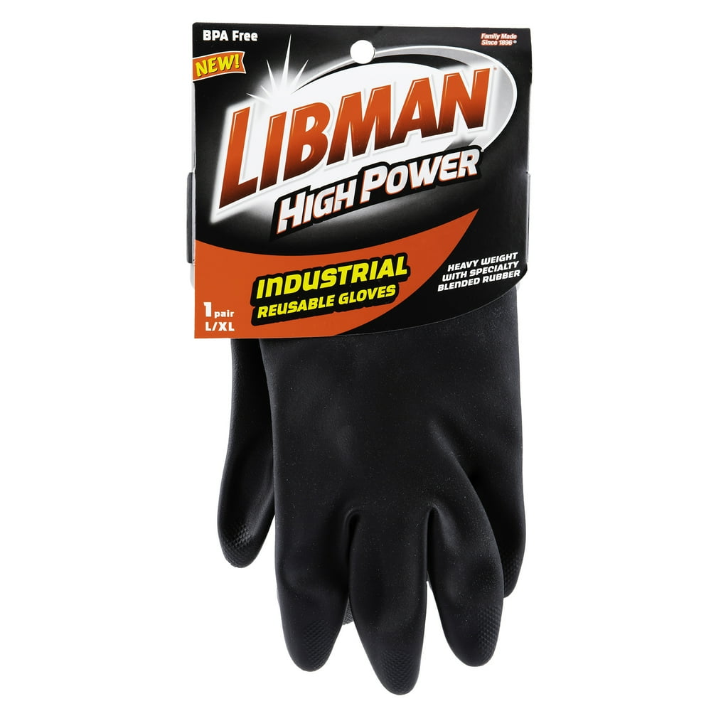 Libman Industrial ReUsable Heavy Duty Textured Grip Gloves, Black, XL, 1 Count, 1244 Walmart