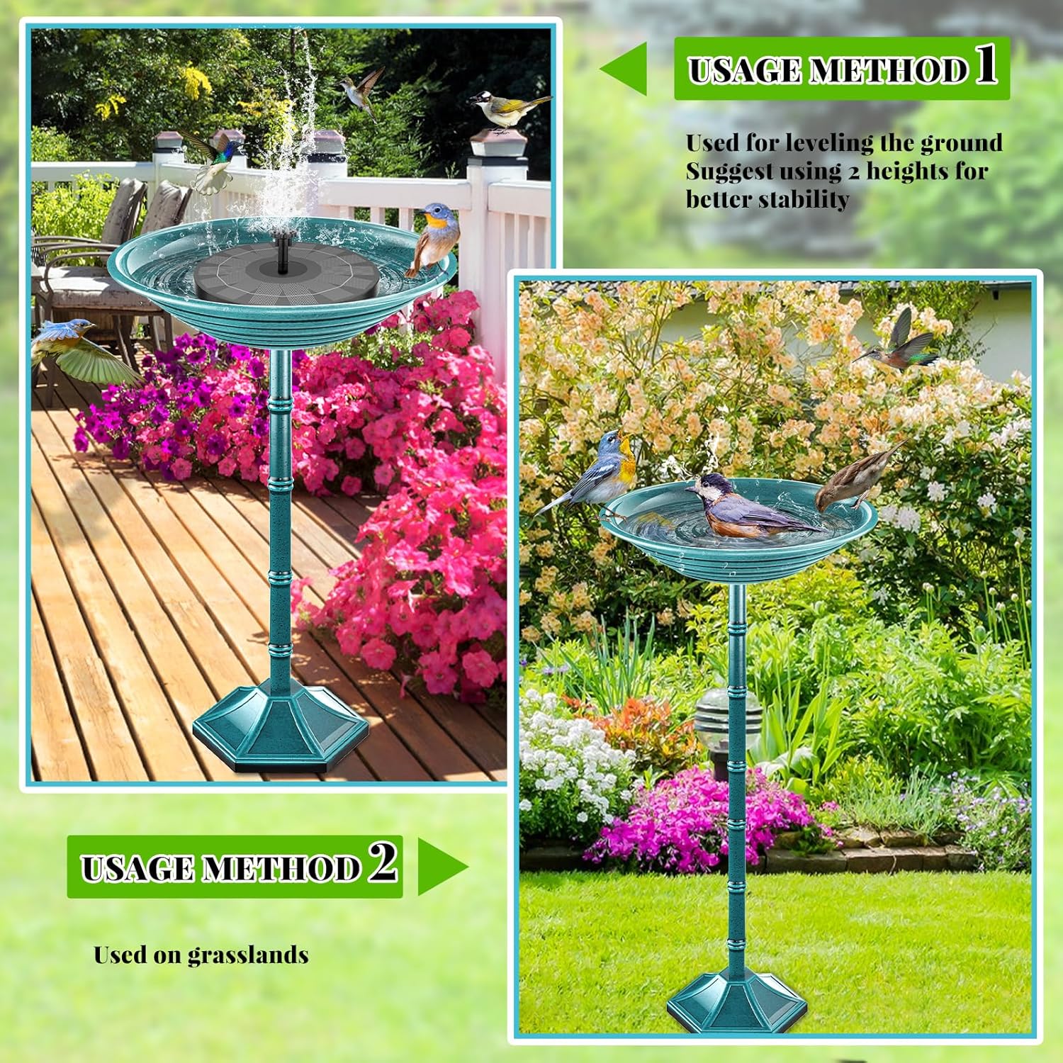 Bird Bath for Outside with Pedestal, Vintage Freestanding Garden  Birdbaths & Birdfeeder, Birdbaths Bowl Bird Baths for Outdoors Yard Garden Lawn Decor, Upgrade Dual-use Base