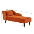 thumbnail image 4 of Modern Chaise - Orange Velvet Stylish Design Lounge With High Weight Capacity, 4 of 5