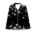 thumbnail image 4 of Christmas Pajama Set for Women Long Sleeve Button Down Sleepwear Festive Print Loungewear Soft Holiday Nightwear, 4 of 5
