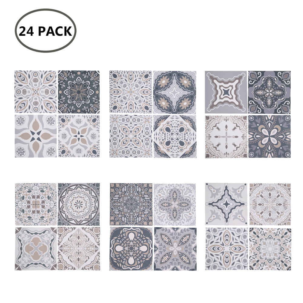 24PCS Moroccan Style Tile Wall Sticker Kitchen Bathroom Self Adhesive Mosaic DIY 