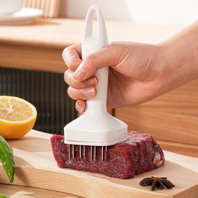 , herramienta de de 24 cuchillas, herramienta de cocina con mango ergonómico, mazo duradero, para golpear bistec Blanco BLESIY Ablandador de carnes