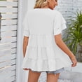thumbnail image 5 of Summer Saving Wycnly Womens Tops Solid V-Neck Short Sleeve Tee Shirts Summer Ruffle Sleeve Loose Flowy Swing Tunic Blouses White XXL Clearance Under $5, 5 of 5