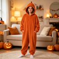 thumbnail image 2 of YunPes Boys & Girls Pumpkin Onesie Baggy Casual Flannel Hooded Jumpsuit Kids Funny Dress Up for Fall Festivals Party Carnival Halloween, 2 of 4