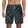 thumbnail image 3 of Uemuo Mardi Gras Strings of Beads Pattern Mens Swim Trunks Quick Dry Board Shorts with Mesh Lining, Stretch Beach Shorts Quick Dry No-Chafing Board Shorts-Medium, 3 of 9
