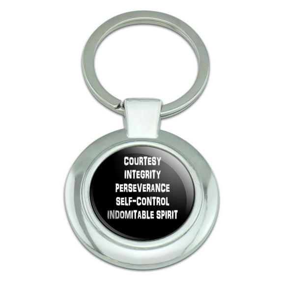Five Tenets of Taekwondo Classy Round Chrome Plated Metal Keychain