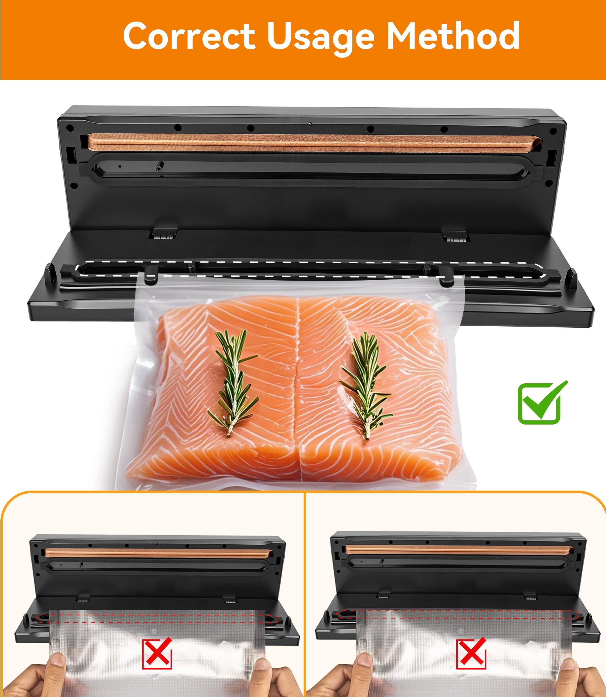 M Buder Vacuum Sealer Machine 16.5in, Automatic Sealing for Food Storage with Cutter, 5 Modes, Residential, Commercial