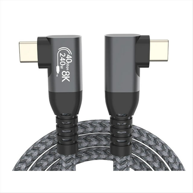 Cable USB 4 Ángulo de 90 Grados 40Gbps USB4 Codo Tipo C Cable de Transferencia de Datos USB C PD240W Carga Rápida 1M
