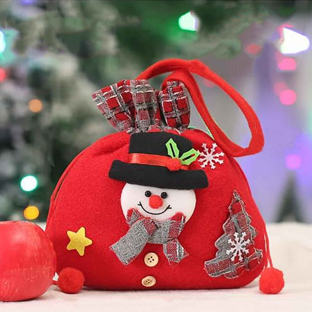 Set de bolsas de regalo de 2 piezas para decoraciones navideñas - Bolsas de tela para regalos navideños y caramelos, bolsas de tela reutilizables y lavables para fiestas navideñas