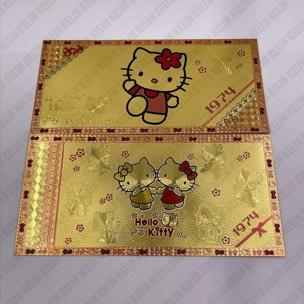 5 modelos de tarjetas doradas de hello kitty de anime famoso japonés, tarjeta con póster de gato bonito para regalos de cumpleaños y Navidad de niña