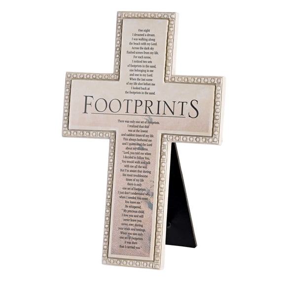Dicksons Inspirational Wall Hanging or Tabletop Cross Figurine 7 x 10 Resin Beaded Ivory Toned The Lord is My Shepherd