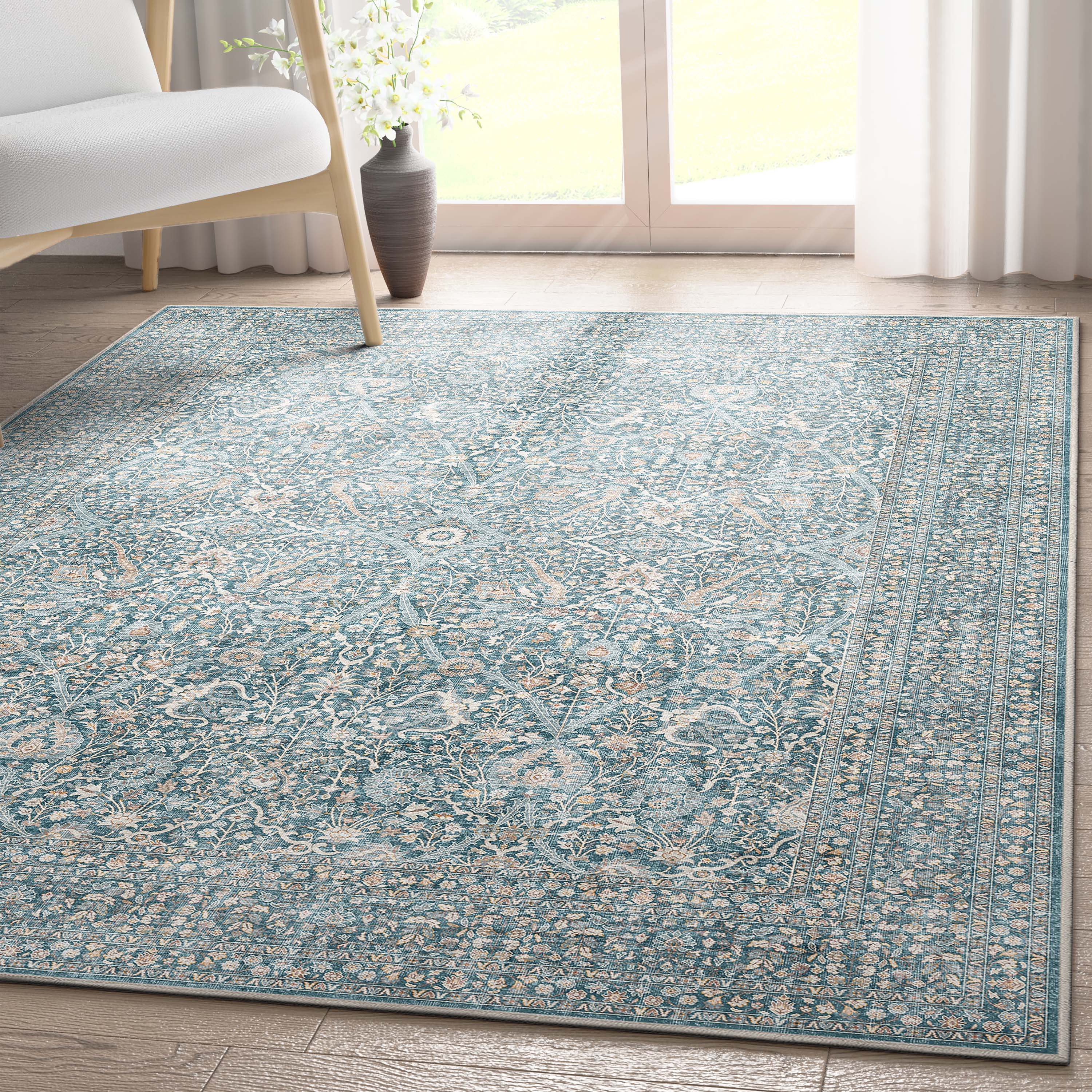 Well Woven Asha Isolde Vintage Oriental Blue 5'3" x 7'3" Flat-Weave Area Rug