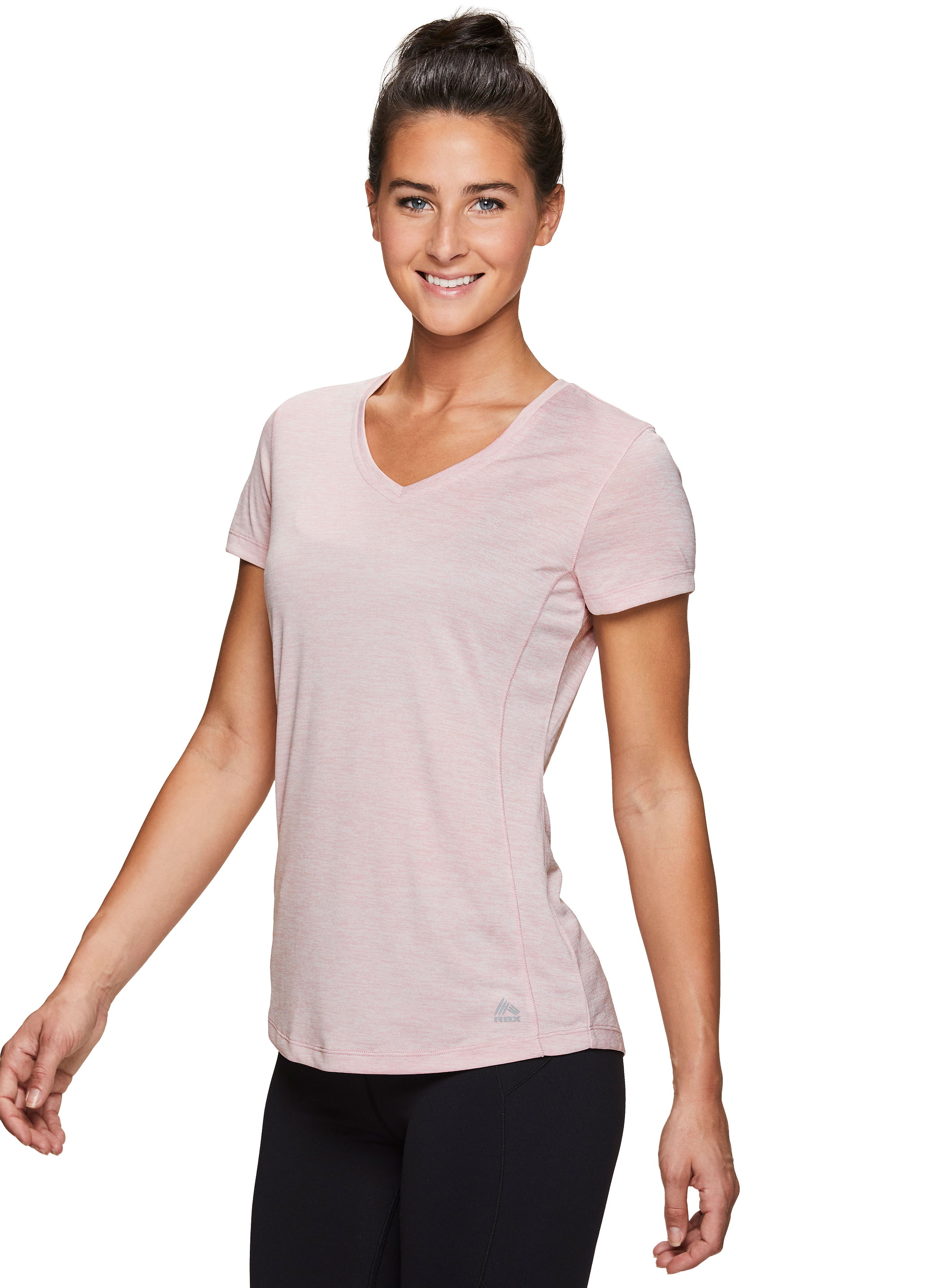RBX Active Womens Athletic Quick Dry Space Dye Short Sleeve Yoga T-Shirt 
