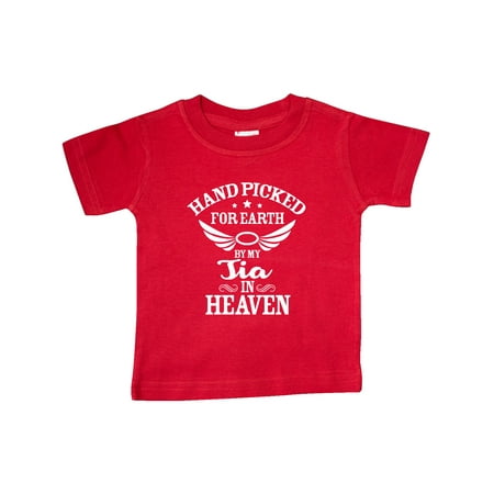 

Inktastic Handpicked for Earth By My Tia in Heaven with Angel WIngs Gift Baby Boy or Baby Girl T-Shirt