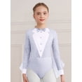 thumbnail image 5 of inlzdz Girls Glittery Sequins Modern Jazz Dance Leotard Long Sleeve Bowtie Tuxedo Bodysuit Party Wear White 10, 5 of 7