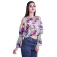 thumbnail image 3 of Moomaya Button Front Cold Shoulder Top Printed  Casual Loose Blouse Short Top, 3 of 4