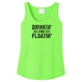 thumbnail image 3 of Drinkin' and Floatin' Tank Top for Women Sleeveless Summer Graphic Tee for Adults Neon Green Tank Top Medium, 3 of 4